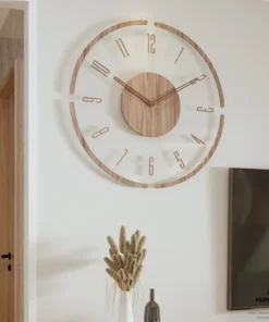 Massivt Træ Quartz Vægur i Træ