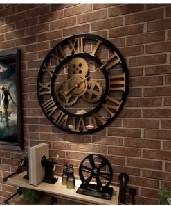 Retro Industriel Vægur egetræ