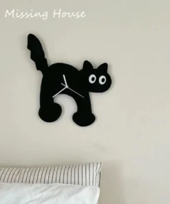 Sort Kat Tegneserie Vægur